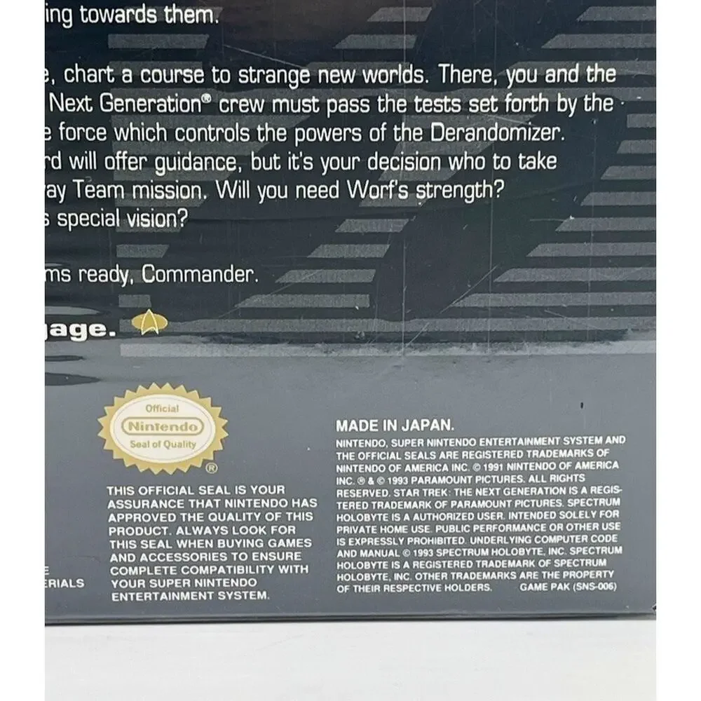 Star Trek The Next Generation Future's Past SNES Sealed New Rare Spectrum